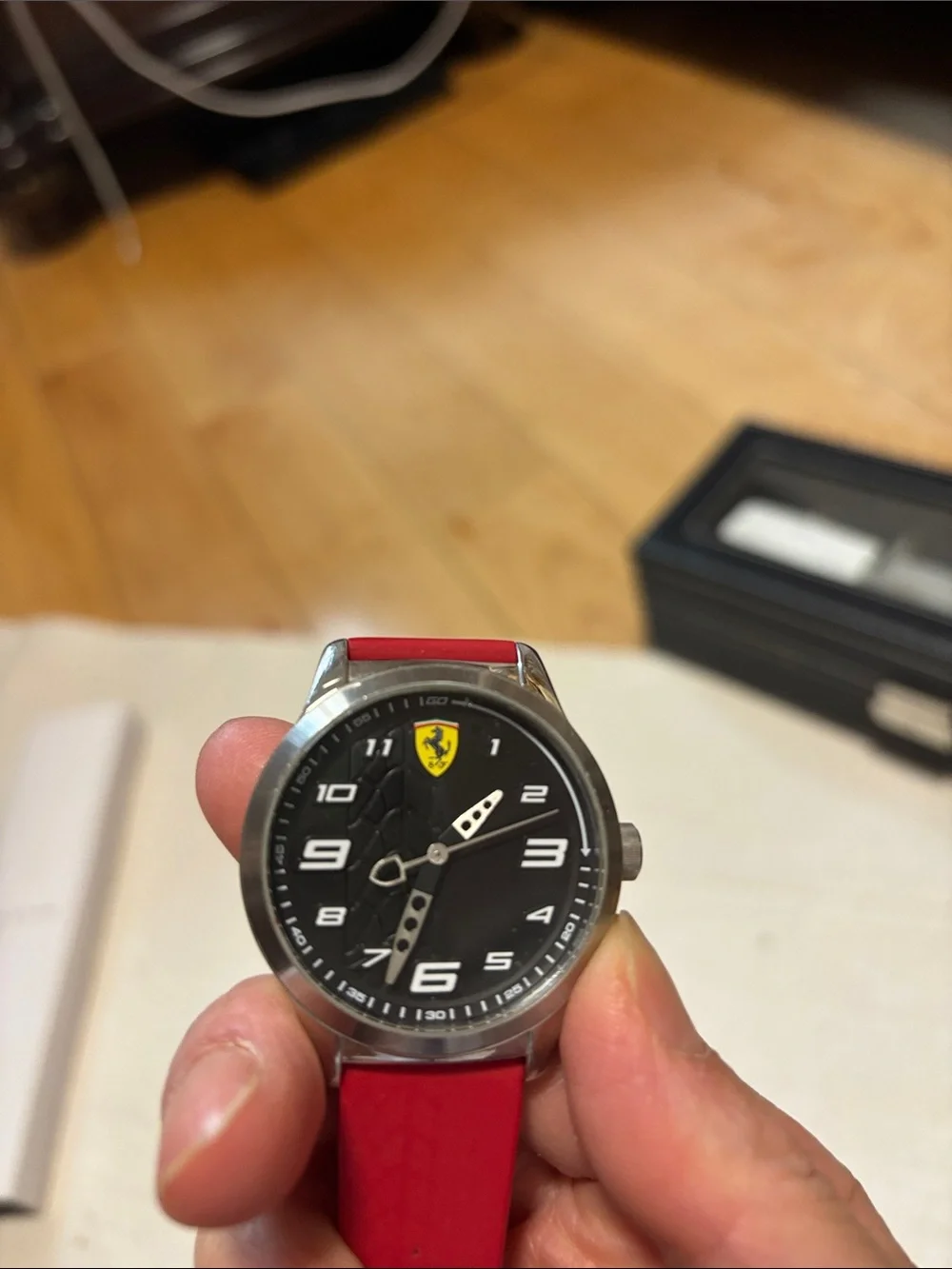 Ferrari Red Strap Black Dial Men's Watch